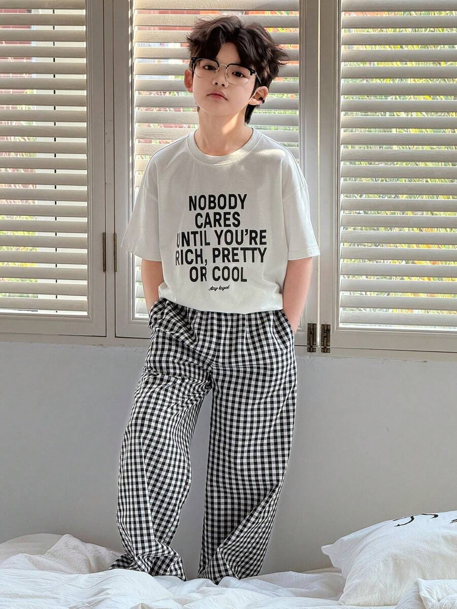 DAZY Tween Boys Casual Comfortable Printed Loungewear Set - White - View 1