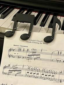 Madebyblanc 黑色音符形小夹子，通用音符夹，钢琴乐谱夹，音符形小夹子，晾干夹，防风夹，食品密封夹，文件夹 - 彩色 - 查看 2