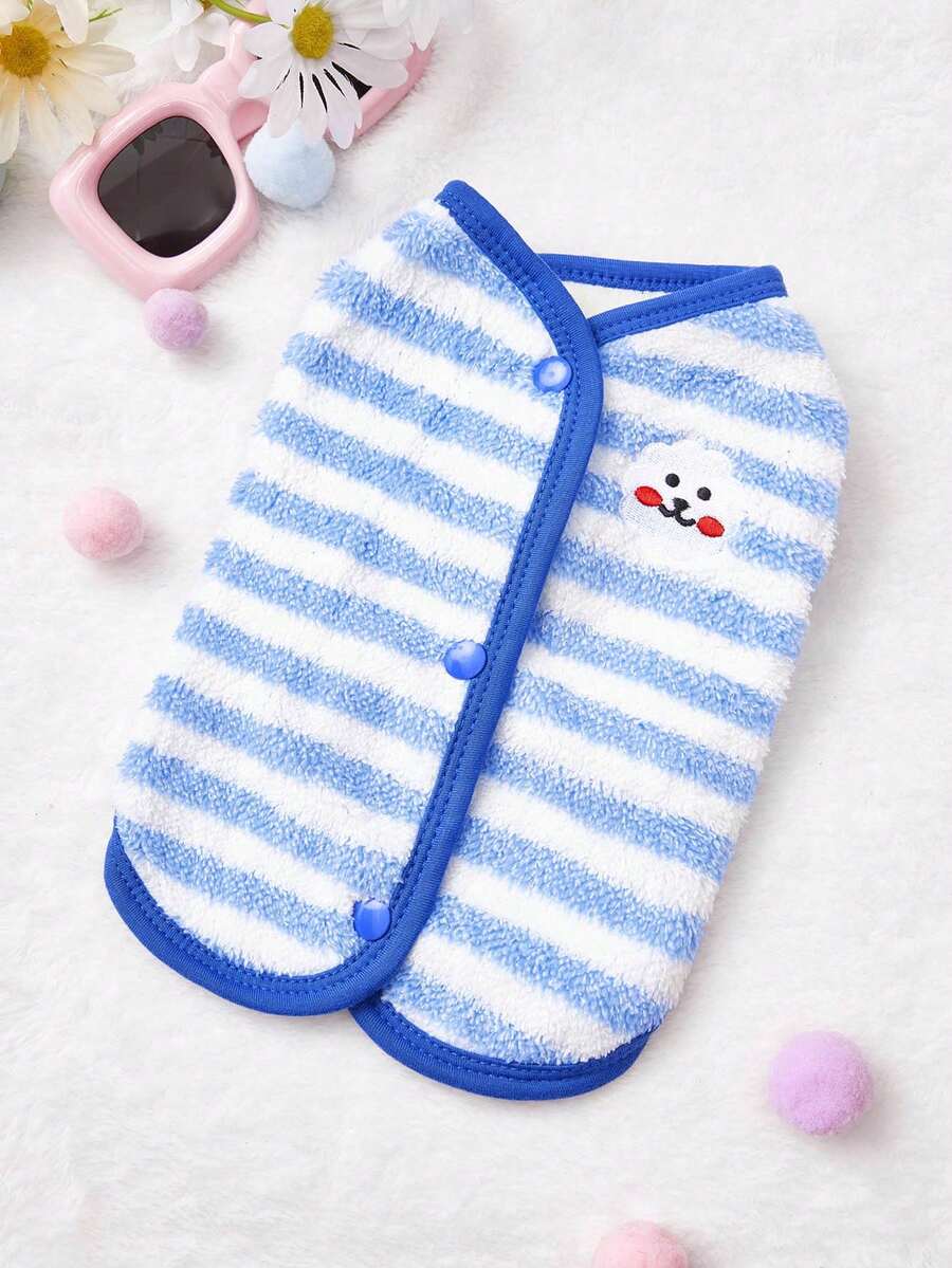 PETSIN 1 Áo khoác thú cưng 2 trong 1 lót nhiệt ấm áp dễ thương kèm dây xích cho mùa thu/đông - Màu xanh lam - Xem 1