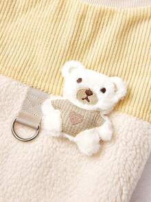 PETSIN 1pc 2 In 1 Cute Thermal Lined Warm Leash-Attached Pet Jacket For Autumn/Winter - Beige - View 6