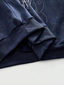 ROMWE MEN Goth Camisa polo de manga larga casual con estampado de letras para hombre - Azul - Ver 5