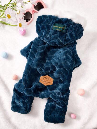 PETSIN Mono acolchado y suave para mascotas - Pijama de felpa con diseño lindo de cuatro patas para perros y gatos pequeños, atuendo acogedor de otoño/invierno para jugar y relajarse