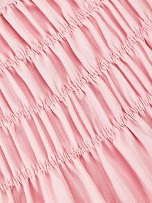 SHEIN Tween Girls' Casual Sweet Textured Crinkle Fabric Drawstring Design Camisole Top & Wide Leg Pants 2-Piece Set, Suitable For Daily, Commute, Holiday, Sisterly Street Style, Spring/Summer - Baby Pink - View 7