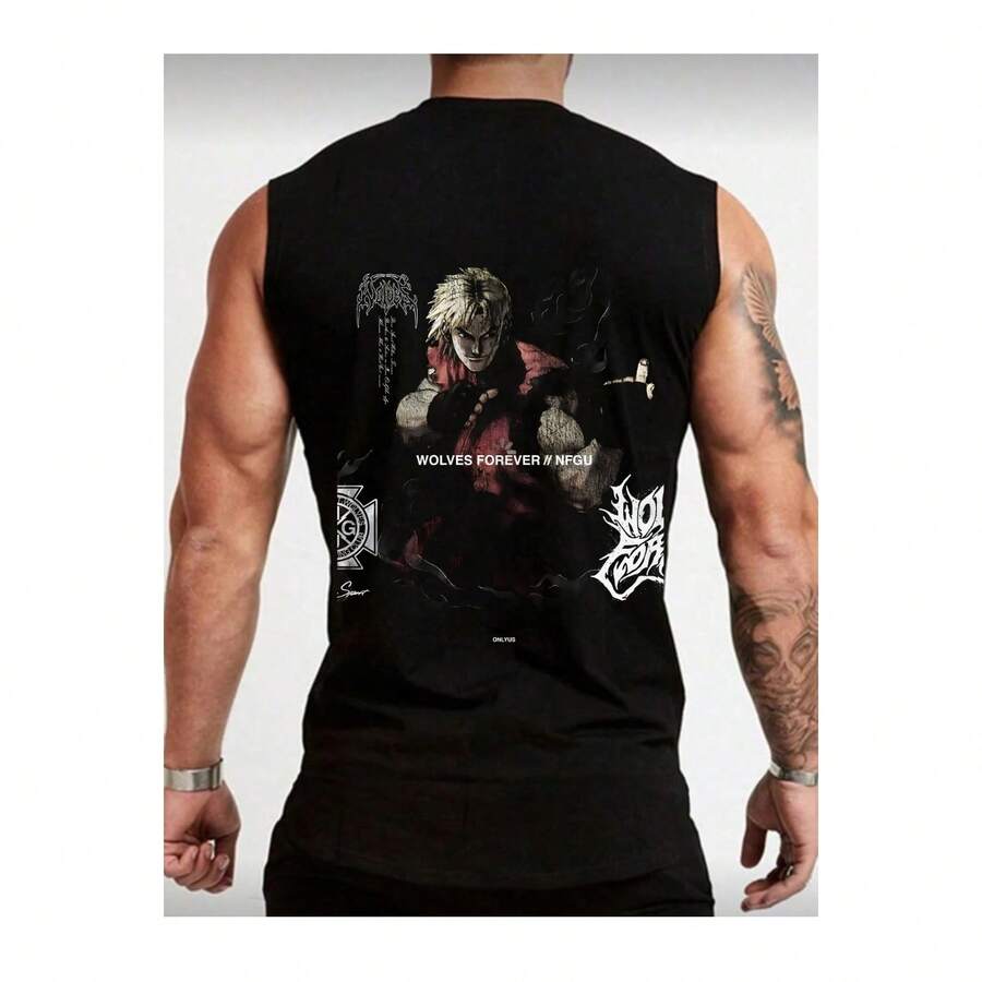 PLAYERA WOLVESFOEREVER RUBIOXD SIN MANGAS DESLAVADA T-SHIRTT CAMISA CAMISETA POLO REMERA MODA STREETWEAR CALLE MODA CASUAL TENDENCIAA GYM DEPORTE AIRE LIBRE CÓMODO COCHE - Negro - Ver 1