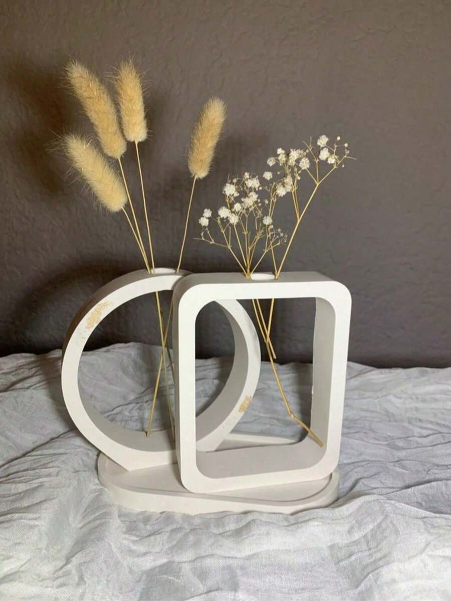 Unique Arched Rectangular Round Hydroponic Gypsum Hollow Flower Vase Silicone Mould - DIY Hydroponic Vase Resin Mold For Asymmetric Plant Vase, Home Decor, And Creative Gardening Projects - Reusable, And Easy To Use Silicone Mold For Various Plant Shapes And Sizes - White - View 1