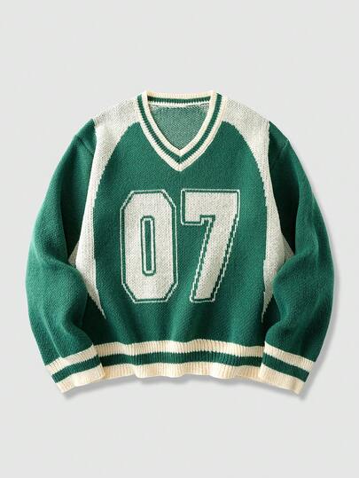 Men's Jacquard Knit Sweater, Loose Fit