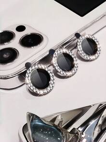 闪亮钻石透明亮片手机壳，带摄像头保护 - 适用于 16、15、14、13 英寸手机的硬质后盖（礼品之选） - 黑色 - 查看 3