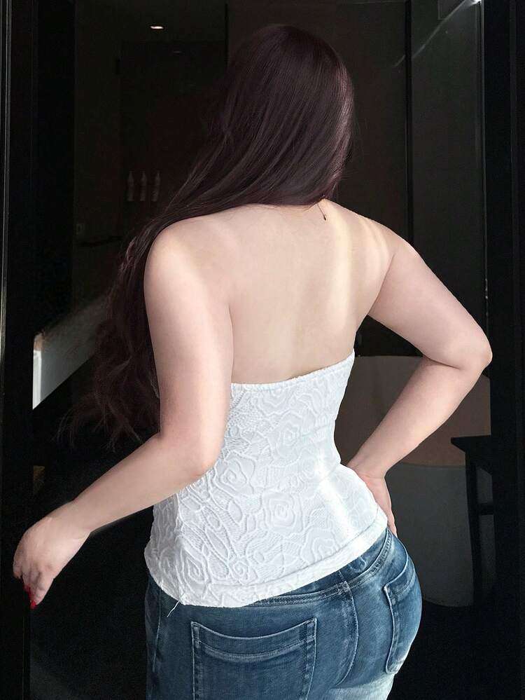 Dazy Plus Plus Size Wrap Elastic Fitted Sexy Versatile Cropped Tank Top