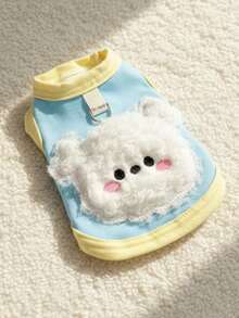 PETSIN Quần áo mùa thu đông mới cho chó mèo với quần áo ở nhà bằng vải nhung có thể kéo chó thêu màu hồng và xanh - Màu xanh lam - Xem 3