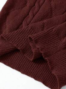 SHEIN Tween Boys' Casual Everyday Versatile Comfortable High Neck Long Sleeve Pullover Knit Sweater - Brown - View 7