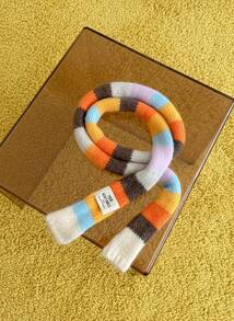 Joivida 1PC Soft Stretchy Narrow Women Scarf Rainbow Stripe Color Blocking Design Handmade Fashion Hair Scarf For Winter Casual Formal Outfit Accessory Gift - Multicolor - View 2