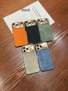 Luxury Electroplated Fur Artificial Leather Phone Case Compatible With IPhone 17 ProMax 17Pro 17 Air 16ProMax 16 15 14 13 12 Pro Max 11 Plating Camera Lens Protection Cover - Black - View 3