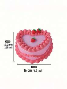 Joivida 1个心形饰品收纳盒，带镜子和抽屉 - 逼真的草莓奶油蛋糕设计，粉白相间的塑料桌面收纳盒，适用于项链、耳环、发带等 - 情人节、母亲节礼物（无需电源），珠宝礼盒，浪漫唯美装饰品 - 彩色 - 查看 3