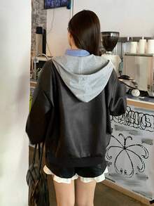 DAZY 女士连帽撞色休闲韩版外套