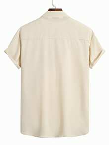 Manfinity Homme Plus Size Men's Fashion Casual Floral Patchwork Button-Up Shirt - Apricot - View 2