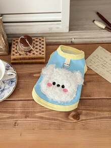 PETSIN Quần áo mùa thu đông mới cho chó mèo với quần áo ở nhà bằng vải nhung có thể kéo chó thêu màu hồng và xanh - Màu xanh lam - Xem 11