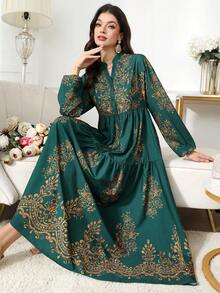 Al Najma New Vacation Floral Print Loose Flared Hem Casual Dress - Multicolor - View 2