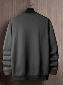 Manfinity Homme 男士字母印花圆领长袖休闲卫衣，秋冬灰色圆领卫衣，男士图案灰色复古钱币卫衣，适合日常休闲、周末旅行、户外活动、探险旅行、轻松的工作环境或半正式场合，也是送给男友/丈夫、周年纪念日或圣诞节的理想礼物。 - 深灰色 - 查看 2