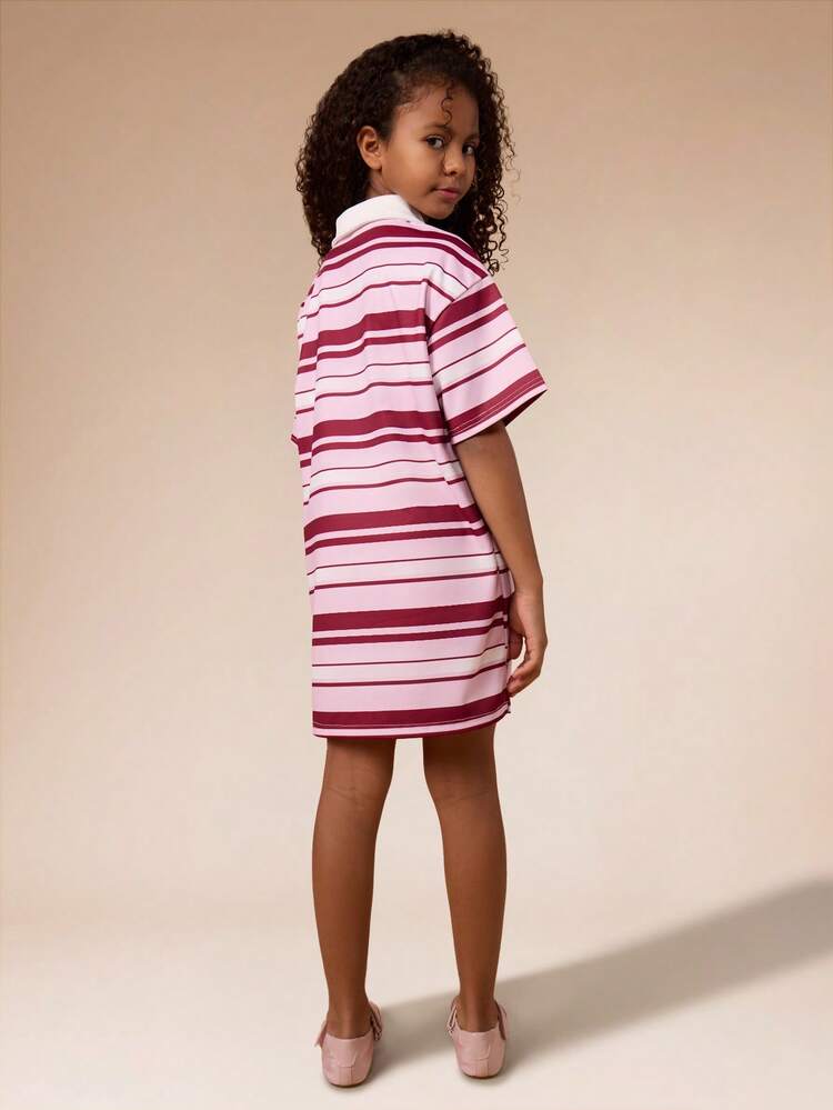 Striped Polo Dress With Short Sleeves