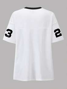 Rovax 女士宽松V领T恤，印有洛杉矶23号图案 - 彩色 - 查看 2