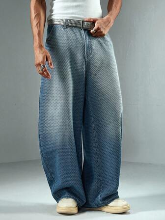 Street Life Jeans casual da uomo in denim lavato e vintage con taglio curvo