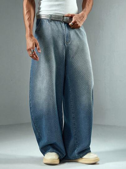 Street Life Men's Casual Washed Vintage Curved Knife Denim Jeans