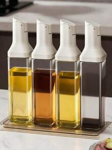 1PC 500ml Kitchen Olive Oil Dispenser, Automatic Flip-Top Vinegar Dispenser, Leak-Proof Soy Sauce Dispenser, Leak-Proof Cooking Dispenser, Easy To Carry During Camping - White - View 1