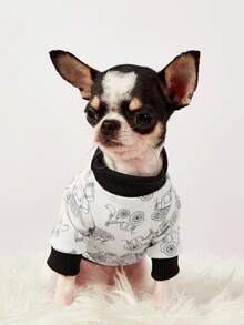 PETSIN 1 Pc Yellow Excavator Letter Printed Pet Casual Style Autumn And Winter Thick Warm Pet Clothes - Multicolor - View 3