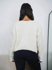 SAYEHFBABY Women Basic Solid Casual Everyday Texture Cardigan With Front Buttons And Pockets, Autumn/Winter Warm Cardigan,Long Sleeve Tops,Tops For School - Apricot - View 2