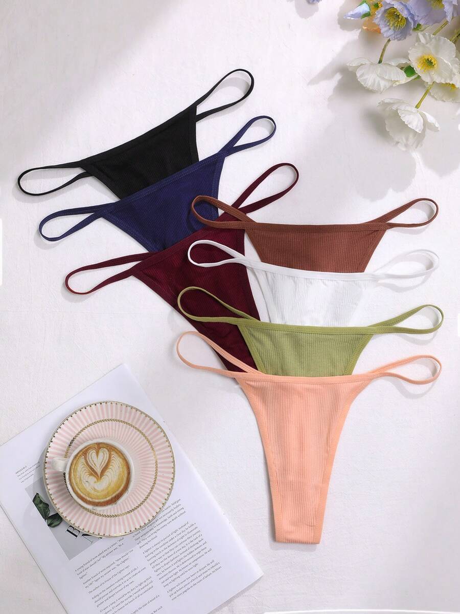 7pcs/Pack Seamless Thong Panties - Multicolor - View 1