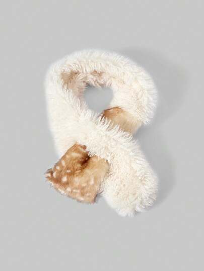 Fairycore 1 Stück braune Y2K Babe süße, niedliche Hirschmuster Textur Mode minimalistische Schal für Frauen, geeignet für Schule, Einkaufen, Pendeln, Weihnachten und mehr