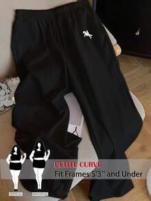 SHEIN PETITE CURVE 新款大码女式小码休闲时尚数码印花宽松阔腿裤，高腰设计让您看起来更苗条，腿部更修长，适合娇小身材的女性。高腰设计让您看起来更苗条，腿部更修长，适合娇小身材的女性。适合所有季节和场合，适合娇小女孩和女性，夏季长裤，夏季休闲裤，夏季度假装，女士长裤，春季装，阔腿裤，办公裤，黑色裤子，优雅裤，休闲裤，夏季高腰显瘦阔腿裤，优雅女士礼服裤，优雅派对裤，女士优雅长裤，女士度假装，女士节日装，夏季度假装，夏季休闲裤女士休闲裤 - 黑色 - 查看 9