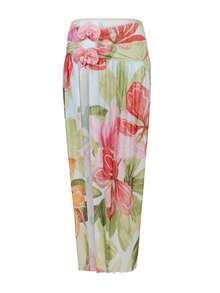 Swim Oasis 3pcs/Set Random Floral Print Removable Strap Bikini Set With Skirt, Elegant & Sexy Adult Beach Party Christmas Swimsuit - Multicolor - View 6