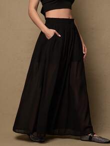 Freevana Quần ống rộng màu trơn, thời trang, đa năng, cỡ lớn - màu đen - Xem 7