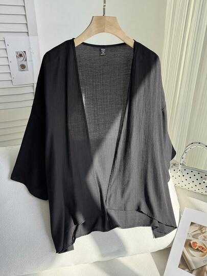 Comfortcana Summer Short Thin Lightweight Textured Plus Size Short Jacket