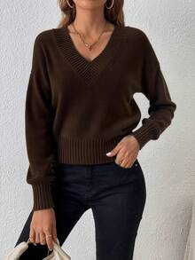 Plus Size Sweaters - Brown - View 2
