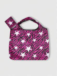ROMWE Goth Star Print Large Capacity Foldable Shopper Bag, Stars Hollow Women Bag - Multicolor - View 2