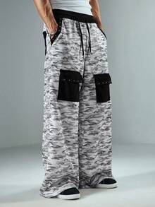 ROMWE MEN Men's Autumn/Winter Camouflage Patchwork Casual Pants - Multicolor - View 4