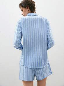 ATUI Studio One Of A Set Women's Summer Stripe Print Cargo Shirt,Summer Tops, Shorts Not Included - Multicolor - View 4