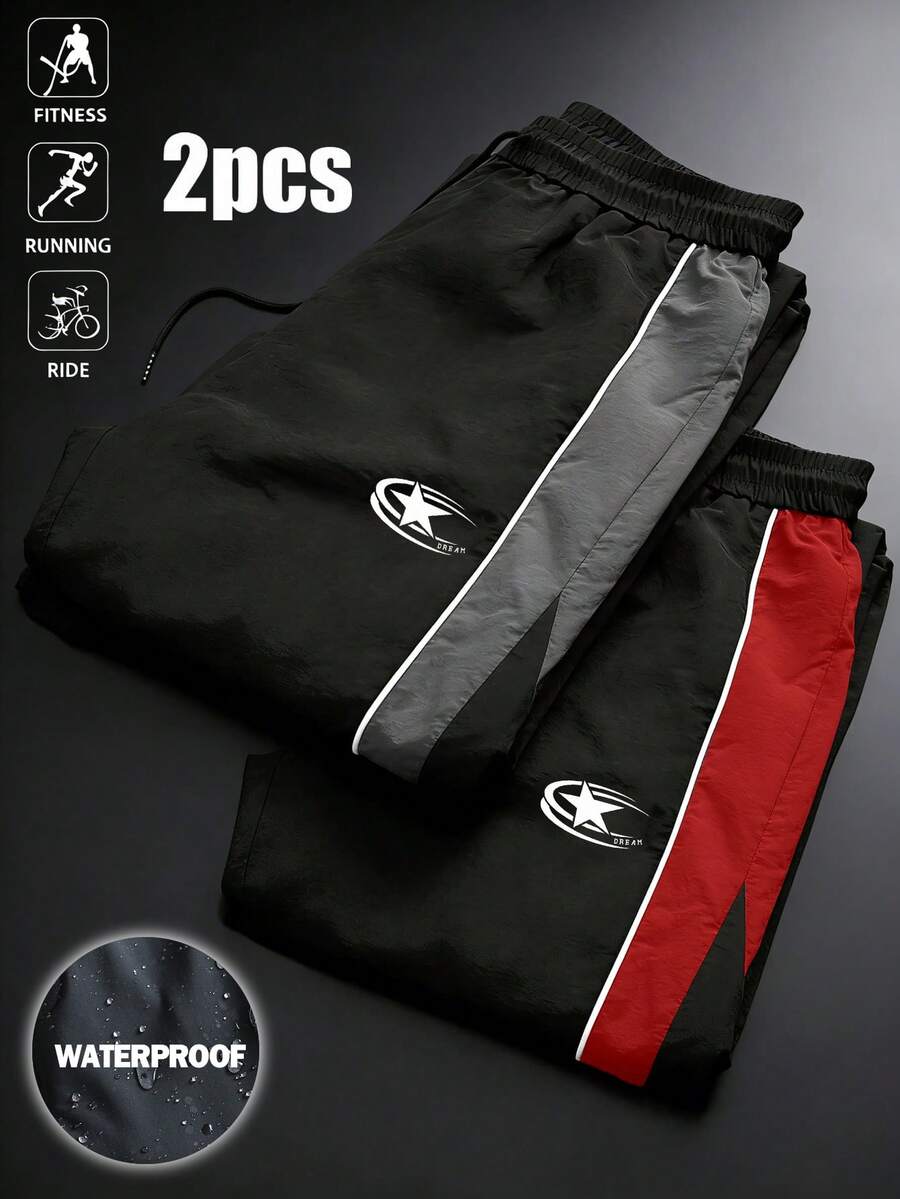 Manfinity Sport Corelite Quần thể thao nam dáng casual in hình ngôi sao năm cánh, cạp chun có dây rút - Nhiều màu - Xem 1
