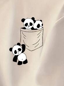 SHEIN 女士休闲卡通熊印花圆领短袖T恤