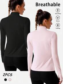 Velisys Velisys Set de 2 sudaderas de ajuste delgado y casual con cierre de cremallera y unicolor - Multicolor - Ver 3