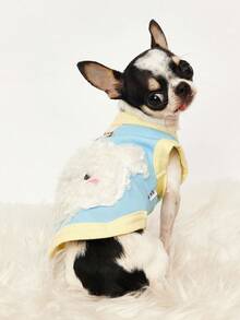 PETSIN Quần áo mùa thu đông mới cho chó mèo với quần áo ở nhà bằng vải nhung có thể kéo chó thêu màu hồng và xanh - Màu xanh lam - Xem 2