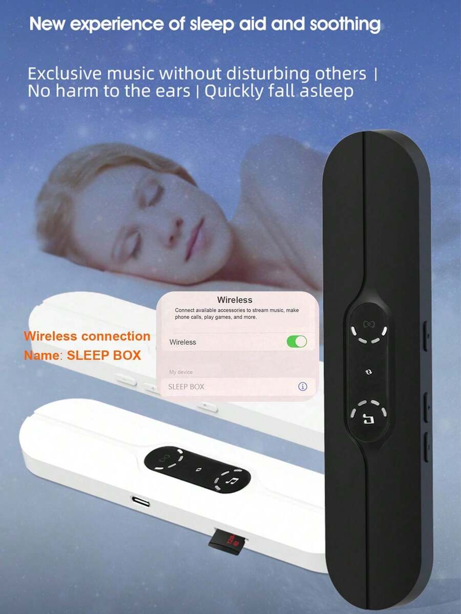 Teckwe SMB-07 Wireless Speaker Sleep-Aid Bone Conduction Music Box Innovates For Sleep. Listening To Music Without Hurting Your Ears - Just Place It Under Your Pillow And Turn It On To Enjoy 300mAh Rechargeable Battery - Multicolor - View 1
