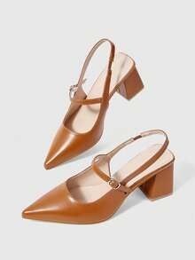 Sleekvia 女士时尚百搭尖头高跟鞋 - 棕色 - 查看 2