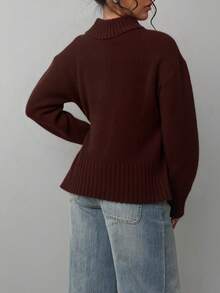 Plus Size Sweaters - Brown - View 3