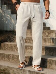 VENTUSAIL 男士休闲裤，杏色，ins风，适合所有季节日常穿着，户外、休闲、居家皆宜，摄影必备，送给男友/老公的绝佳礼物，男士休闲 - 杏色 - 查看 5