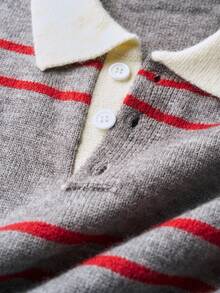 Airaco Vintage Coin Pattern Contrast Stripe Crew Neck Casual Pullover Sweater For Men - Dark Grey - View 6