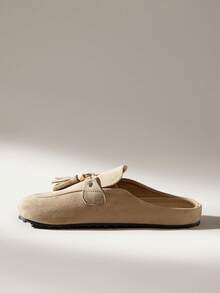 Solecia Women's Casual Versatile Tassel Design Slip-On Flat Shoes - Khaki - View 3