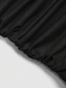 Sweetra Macacão Casual Assimétrico de Ombro Sólido Plus Size, com Decoração de Metal e Babado, Macacão Ajustado - Preto - Visão 4